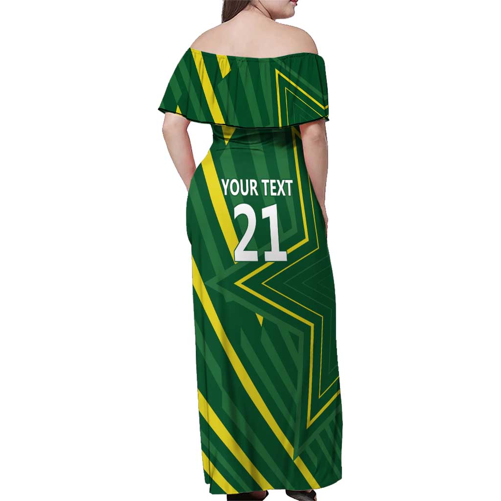 Pakistan Cricket Custom Family Matching Off Shoulder Maxi Dress and Hawaiian Shirt Shaheen Falcon Go Champions