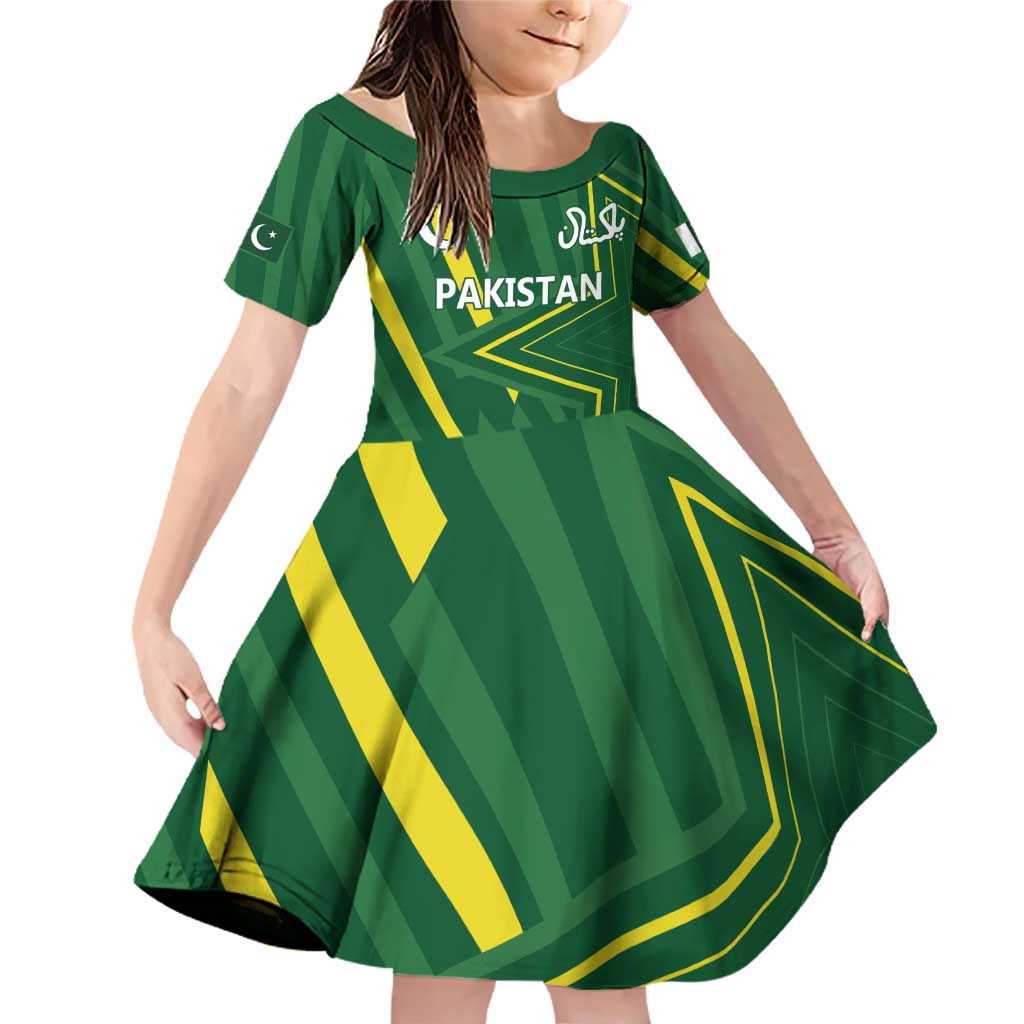 Pakistan Cricket Custom Family Matching Off Shoulder Short Dress and Hawaiian Shirt Shaheen Falcon Go Champions