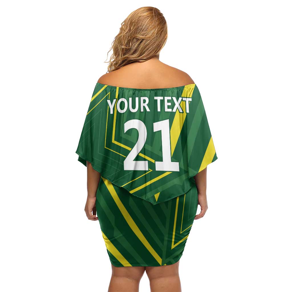 Pakistan Cricket Custom Family Matching Off Shoulder Short Dress and Hawaiian Shirt Shaheen Falcon Go Champions