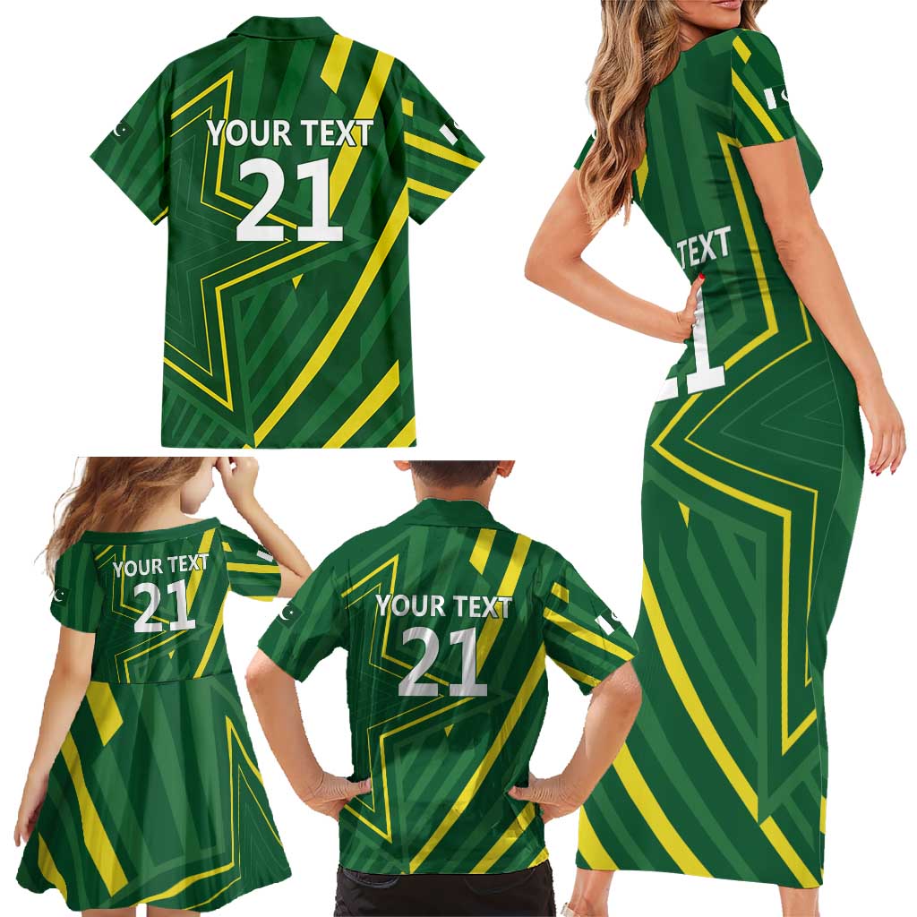 Pakistan Cricket Custom Family Matching Short Sleeve Bodycon Dress and Hawaiian Shirt Shaheen Falcon Go Champions