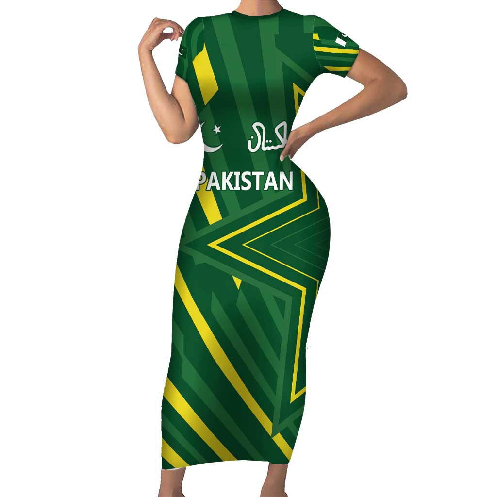 Pakistan Cricket Custom Family Matching Short Sleeve Bodycon Dress and Hawaiian Shirt Shaheen Falcon Go Champions