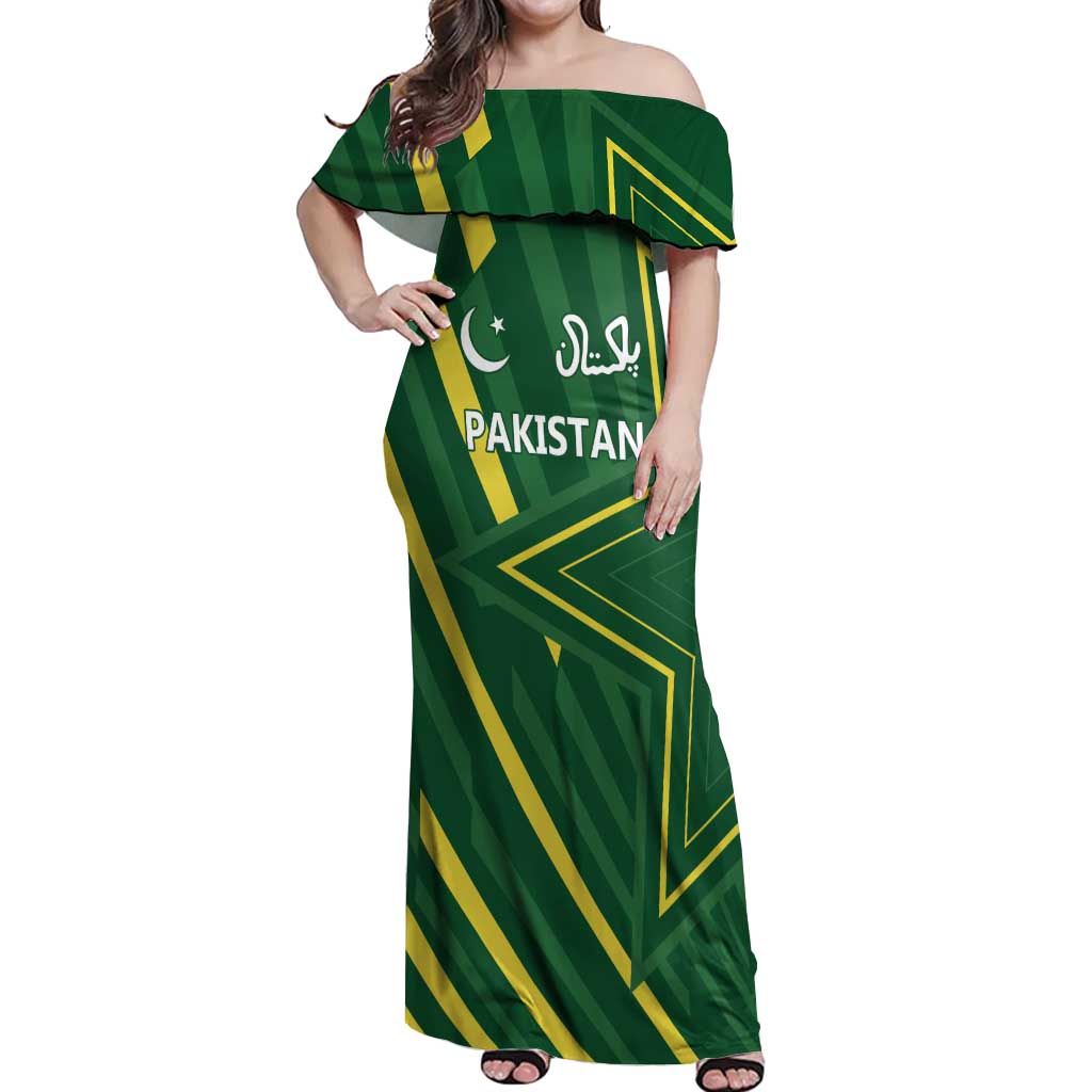 Pakistan Cricket Custom Off Shoulder Maxi Dress Shaheen Falcon Go Champions