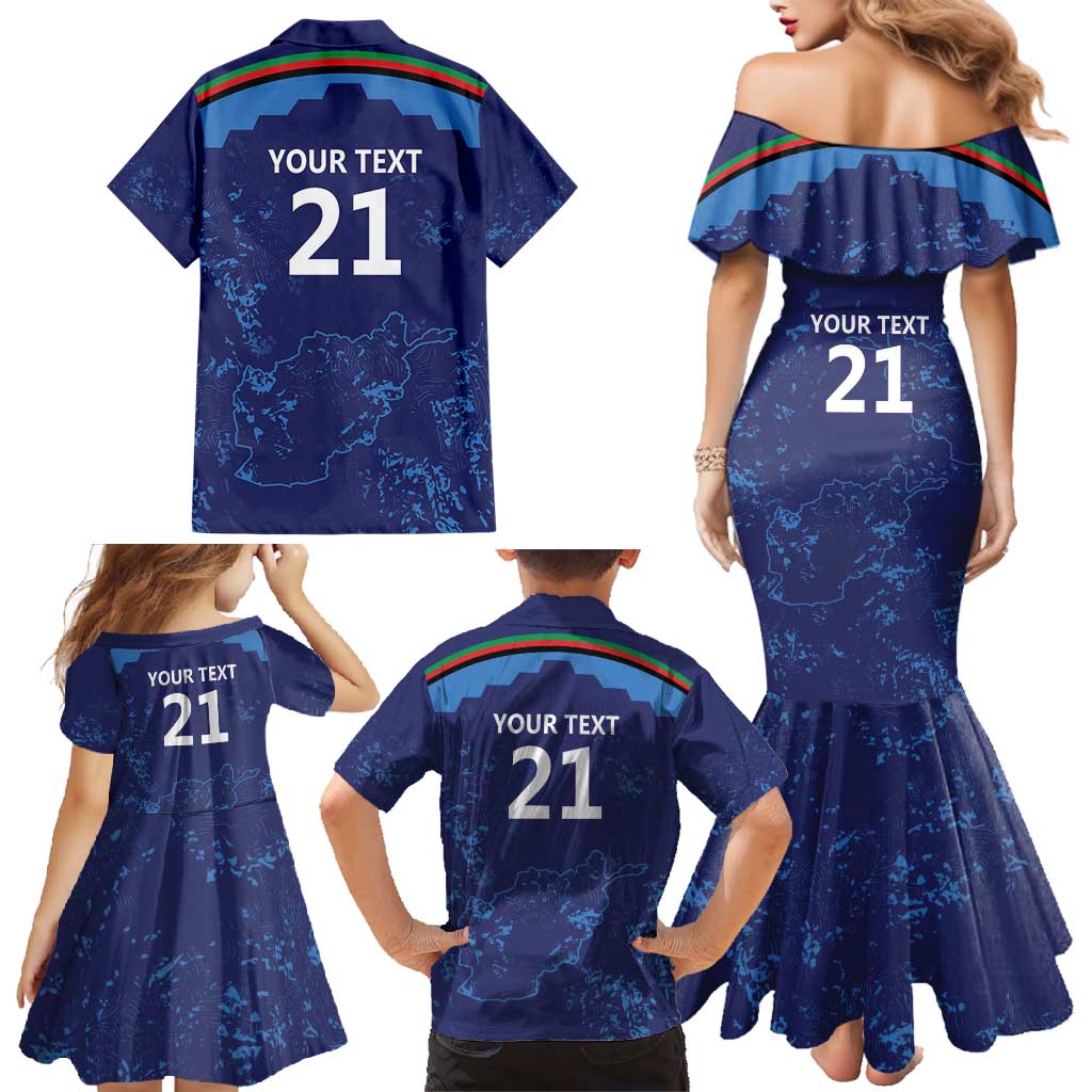 Afghan Atalans Cricket Custom Family Matching Mermaid Dress and Hawaiian Shirt Afghanistan Map with Sporty Style