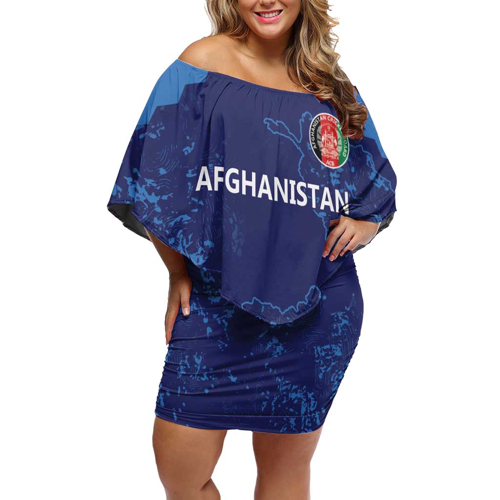 Afghan Atalans Cricket Custom Family Matching Off Shoulder Short Dress and Hawaiian Shirt Afghanistan Map with Sporty Style