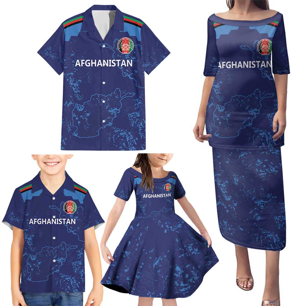 Afghan Atalans Cricket Custom Family Matching Puletasi and Hawaiian Shirt Afghanistan Map with Sporty Style