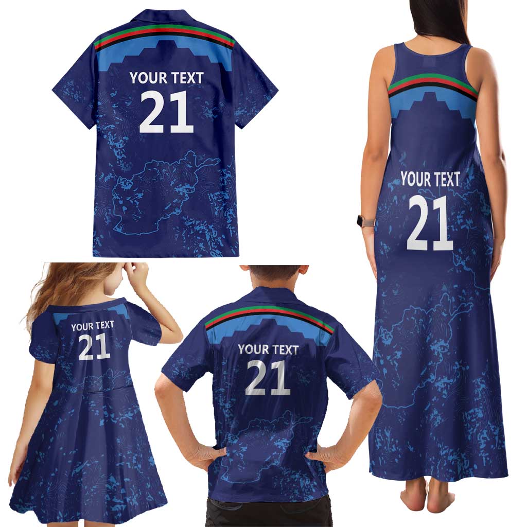 Afghan Atalans Cricket Custom Family Matching Tank Maxi Dress and Hawaiian Shirt Afghanistan Map with Sporty Style