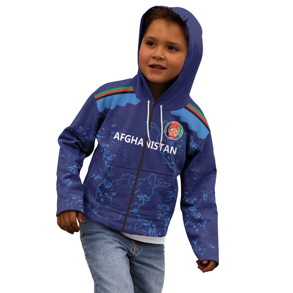 Afghan Atalans Cricket Custom Kid Hoodie Afghanistan Map with Sporty Style - Vibe Hoodie Shop