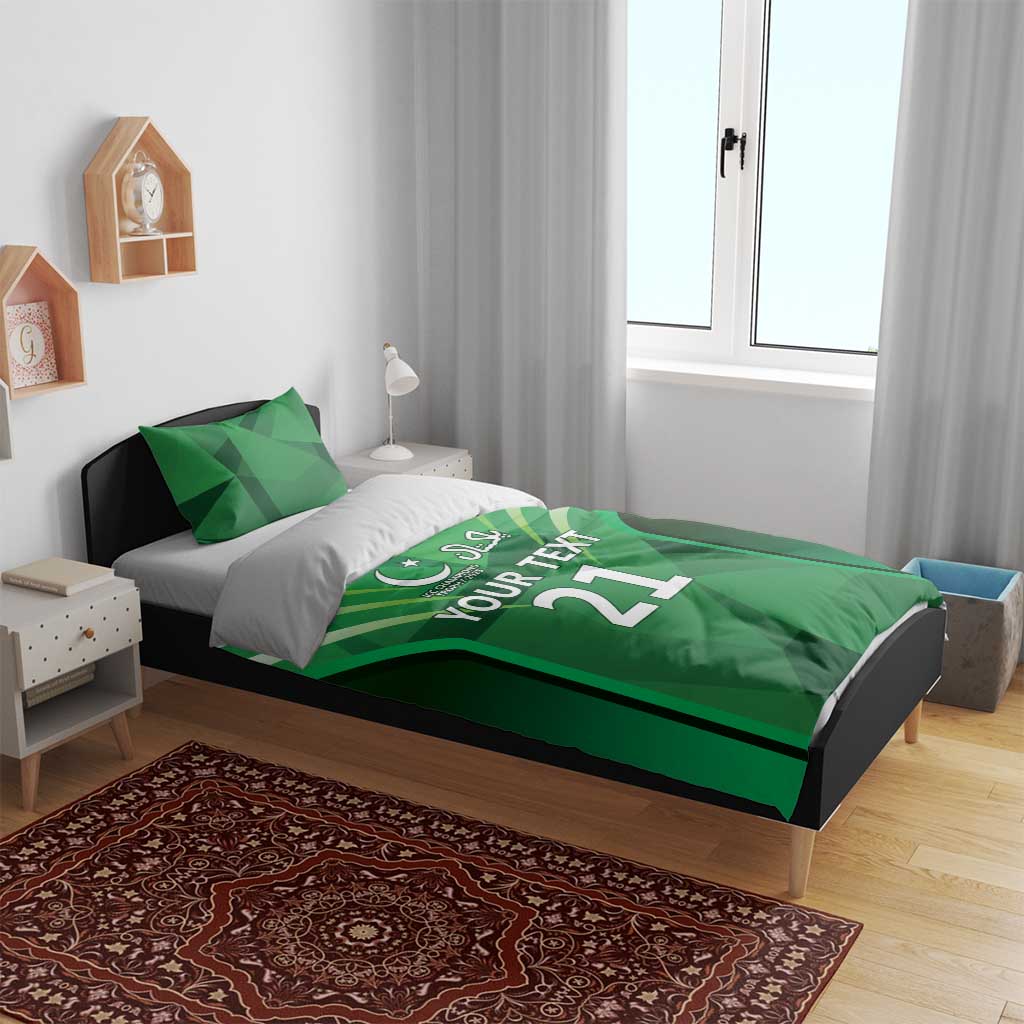 Pakistan Cricket Custom Bedding Set The Green Shirts with Sporty Pattern - Vibe Hoodie Shop