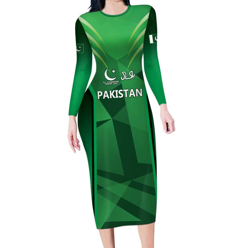 Pakistan Cricket Custom Family Matching Long Sleeve Bodycon Dress and Hawaiian Shirt The Green Shirts with Sporty Pattern