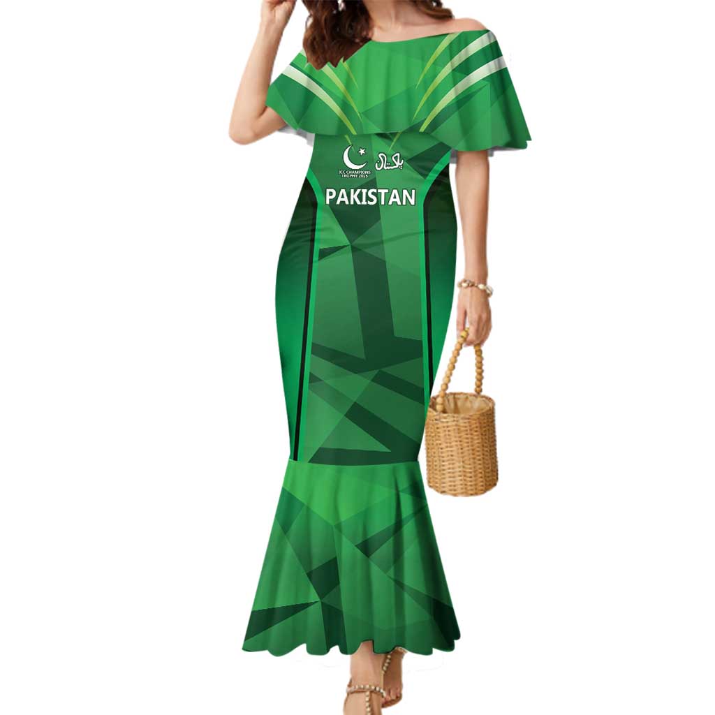 Pakistan Cricket Custom Family Matching Mermaid Dress and Hawaiian Shirt The Green Shirts with Sporty Pattern