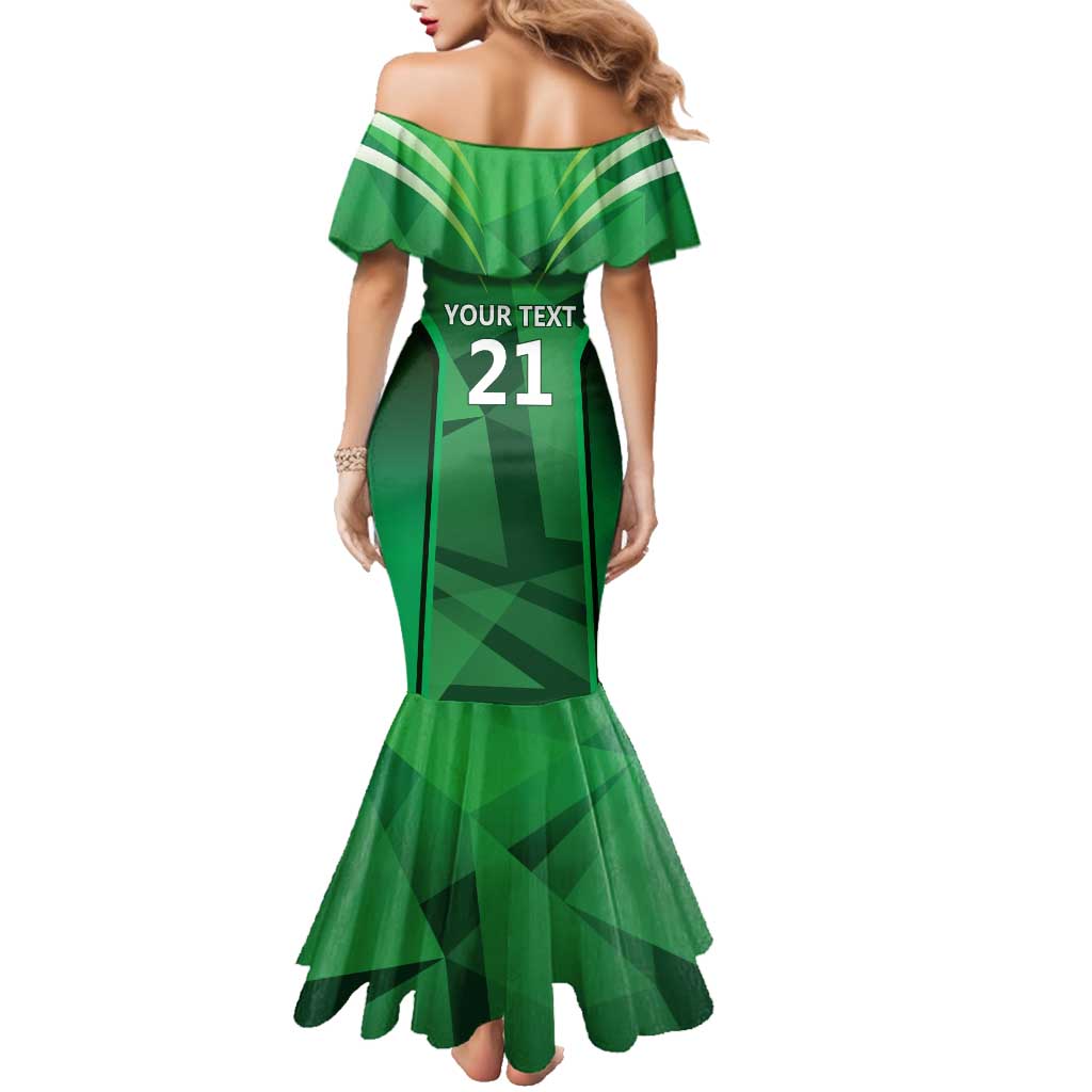 Pakistan Cricket Custom Family Matching Mermaid Dress and Hawaiian Shirt The Green Shirts with Sporty Pattern