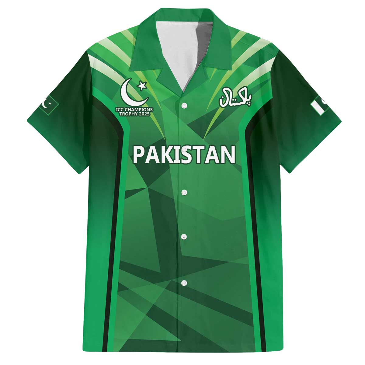 Pakistan Cricket Custom Family Matching Off The Shoulder Long Sleeve Dress and Hawaiian Shirt The Green Shirts with Sporty Pattern