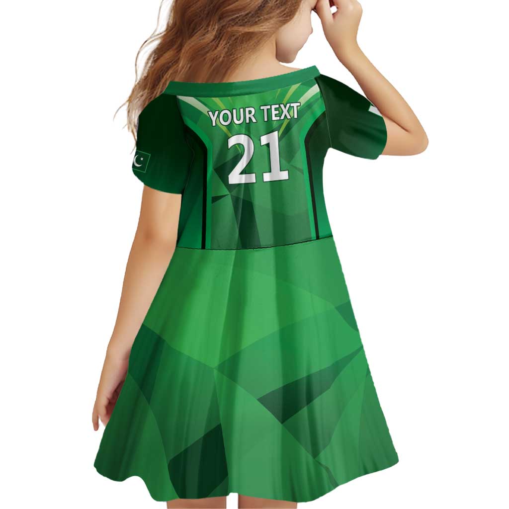 Pakistan Cricket Custom Family Matching Off Shoulder Short Dress and Hawaiian Shirt The Green Shirts with Sporty Pattern