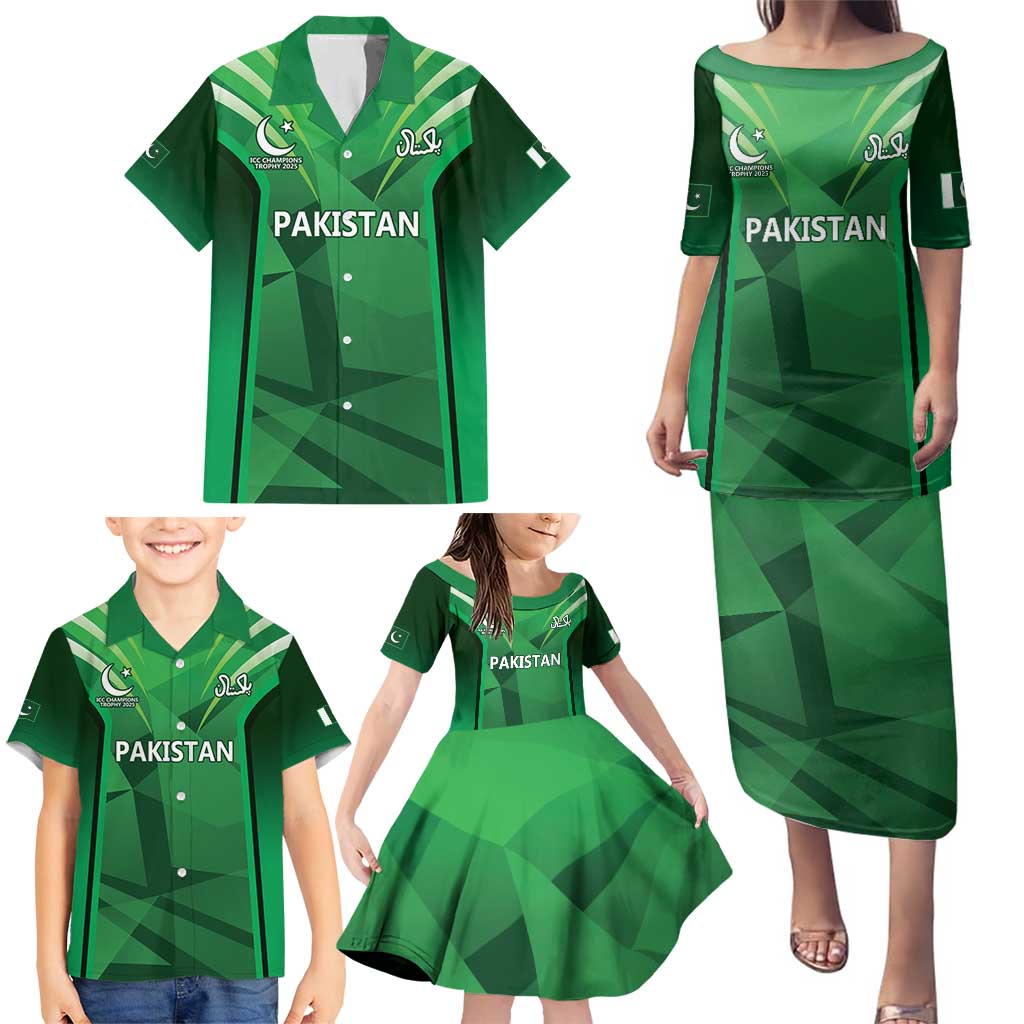 Pakistan Cricket Custom Family Matching Puletasi and Hawaiian Shirt The Green Shirts with Sporty Pattern