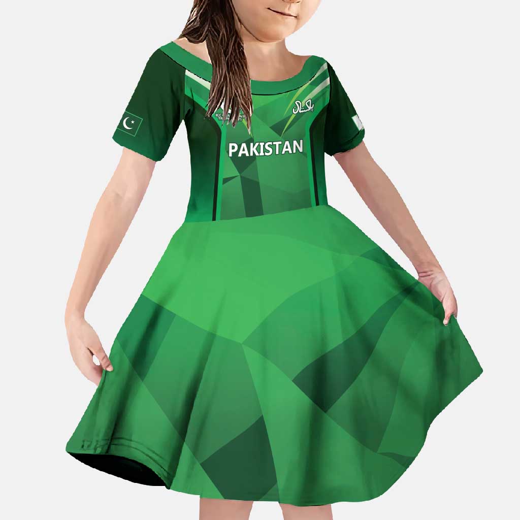 Pakistan Cricket Custom Family Matching Short Sleeve Bodycon Dress and Hawaiian Shirt The Green Shirts with Sporty Pattern