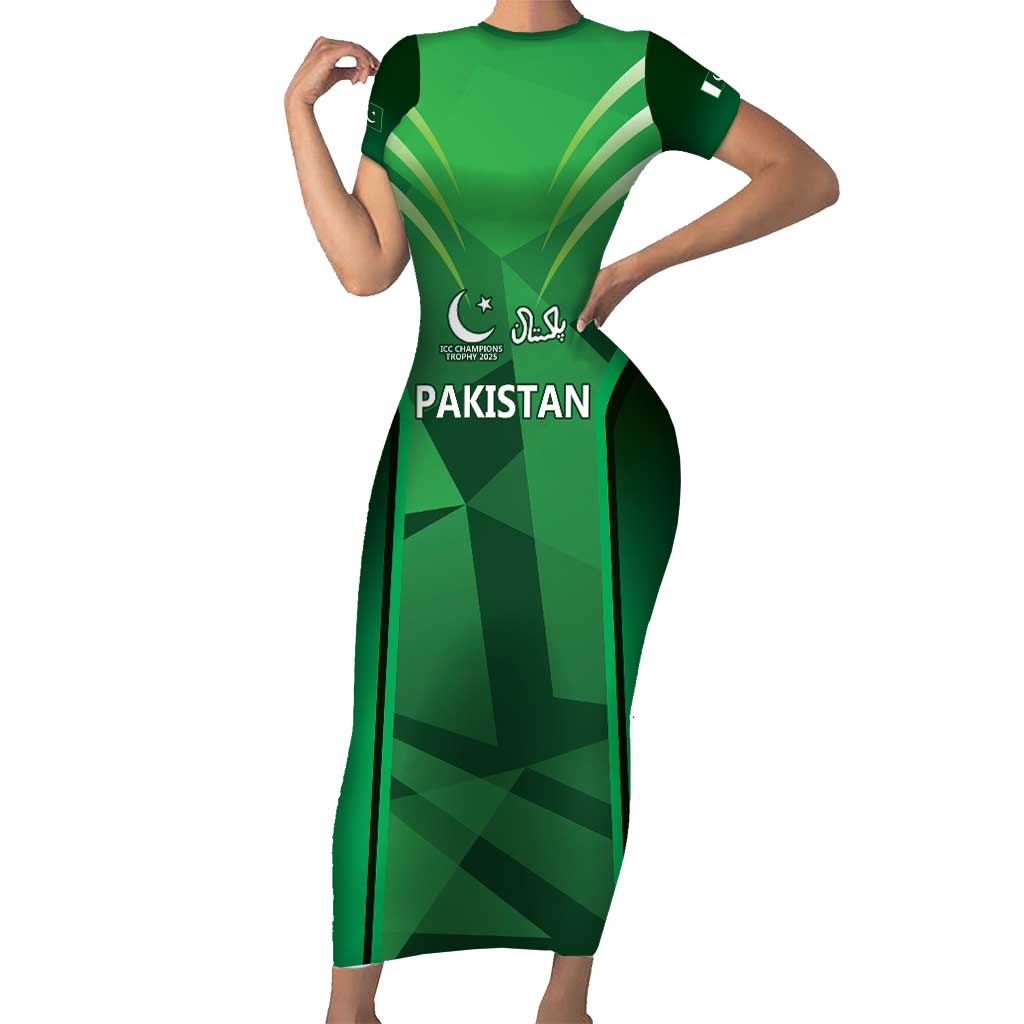 Pakistan Cricket Custom Family Matching Short Sleeve Bodycon Dress and Hawaiian Shirt The Green Shirts with Sporty Pattern