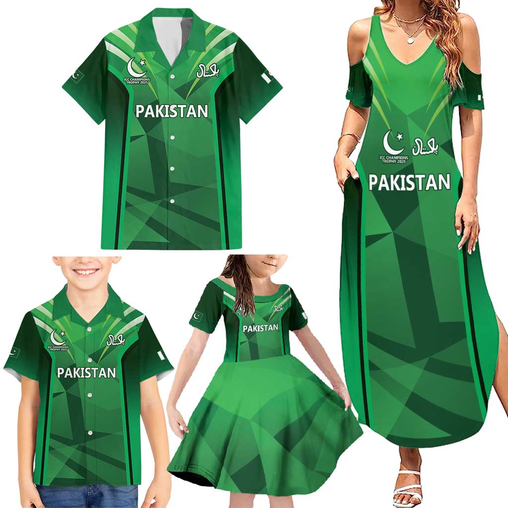 Pakistan Cricket Custom Family Matching Summer Maxi Dress and Hawaiian Shirt The Green Shirts with Sporty Pattern