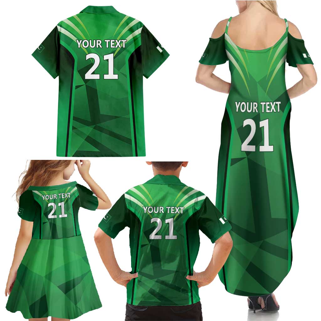 Pakistan Cricket Custom Family Matching Summer Maxi Dress and Hawaiian Shirt The Green Shirts with Sporty Pattern