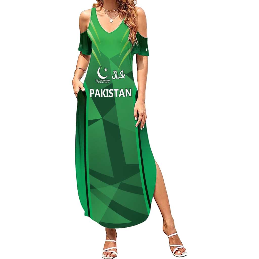 Pakistan Cricket Custom Family Matching Summer Maxi Dress and Hawaiian Shirt The Green Shirts with Sporty Pattern