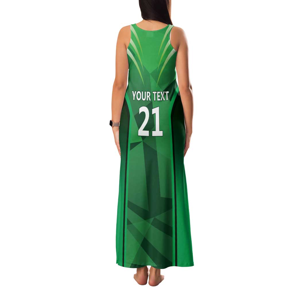 Pakistan Cricket Custom Family Matching Tank Maxi Dress and Hawaiian Shirt The Green Shirts with Sporty Pattern