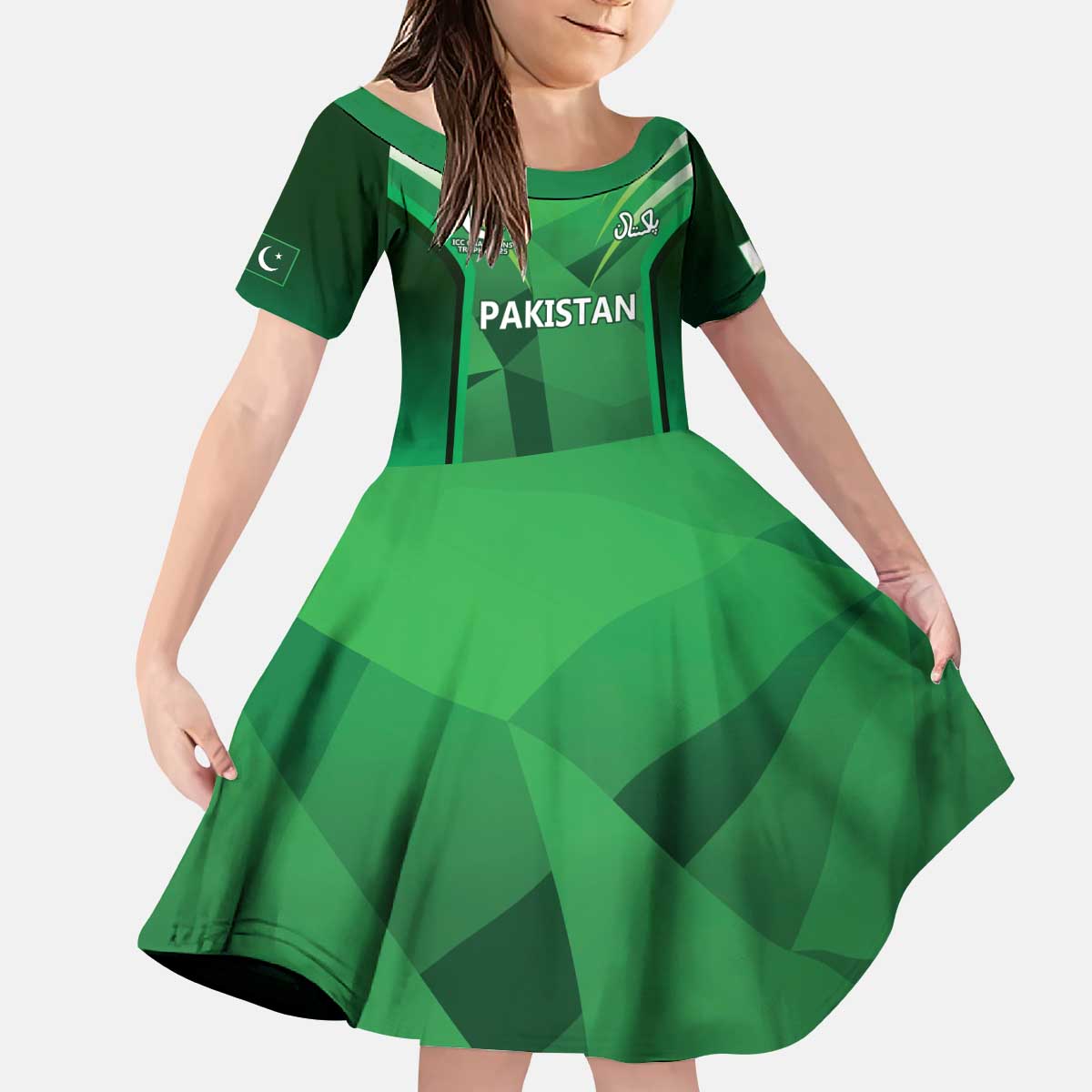 Pakistan Cricket Custom Kid Short Sleeve Dress The Green Shirts with Sporty Pattern - Vibe Hoodie Shop