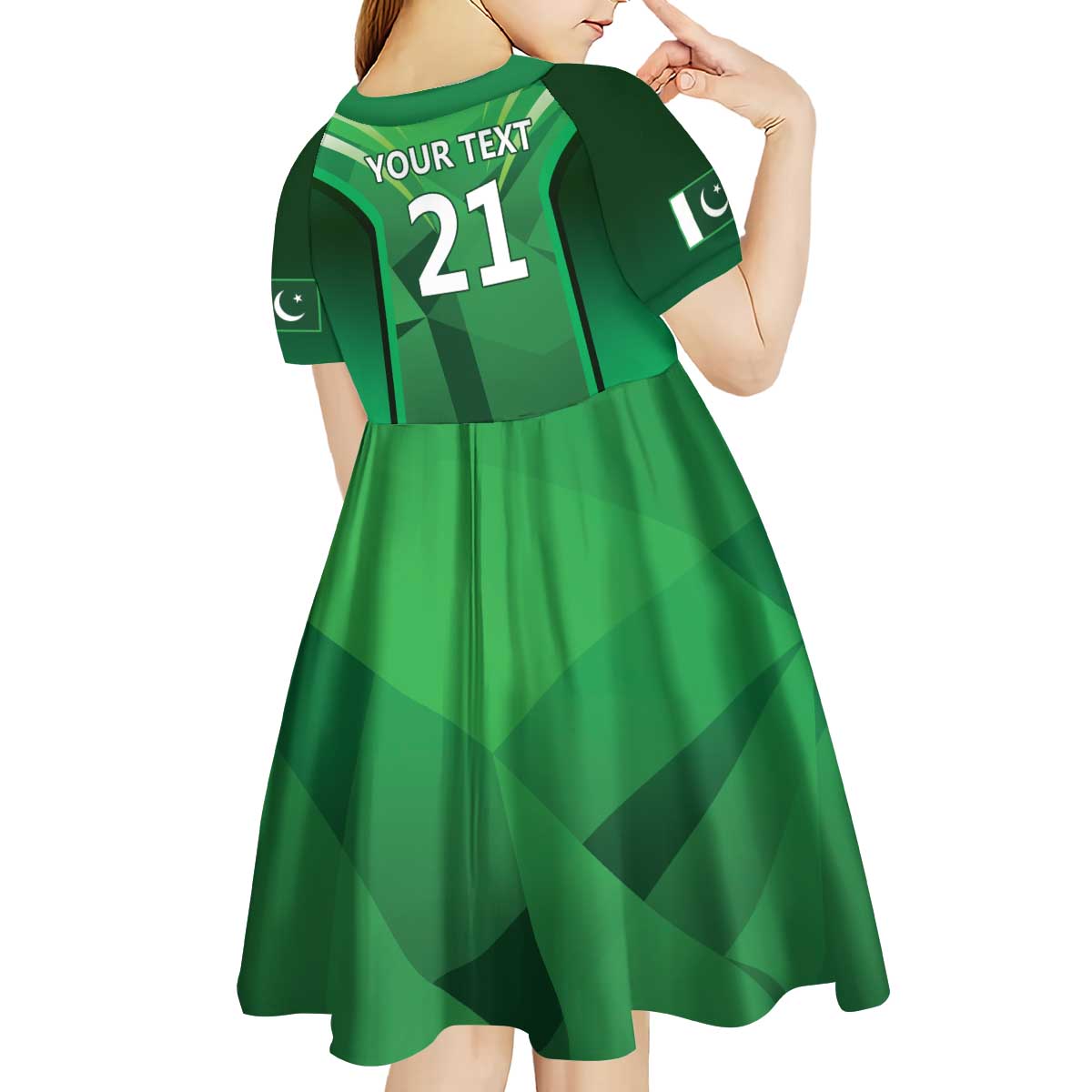 Pakistan Cricket Custom Kid Short Sleeve Dress The Green Shirts with Sporty Pattern - Vibe Hoodie Shop