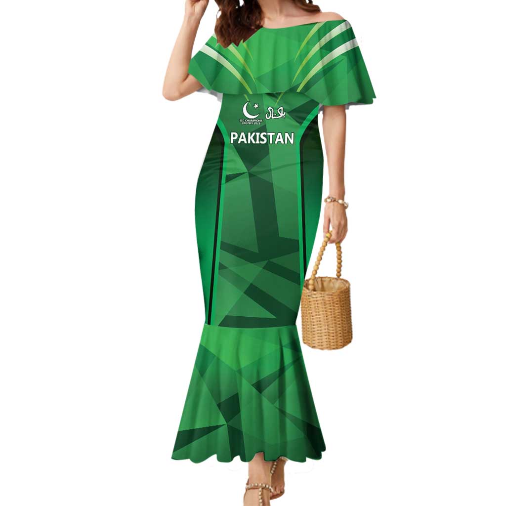 Pakistan Cricket Custom Mermaid Dress The Green Shirts with Sporty Pattern