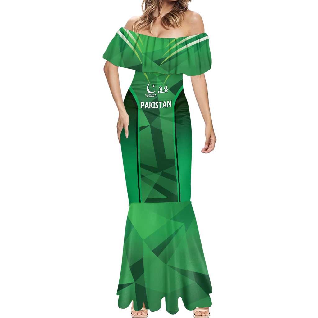 Pakistan Cricket Custom Mermaid Dress The Green Shirts with Sporty Pattern