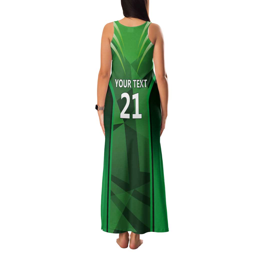 Pakistan Cricket Custom Tank Maxi Dress The Green Shirts with Sporty Pattern