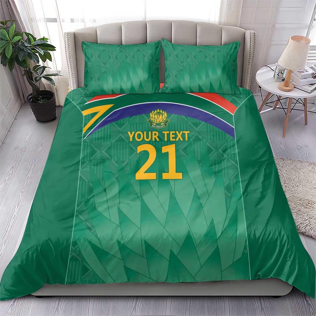 South Africa Cricket Custom Bedding Set Proteas Green - Vibe Hoodie Shop