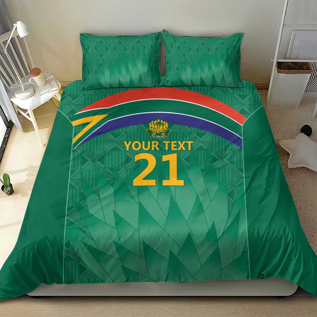 South Africa Cricket Custom Bedding Set Proteas Green - Vibe Hoodie Shop
