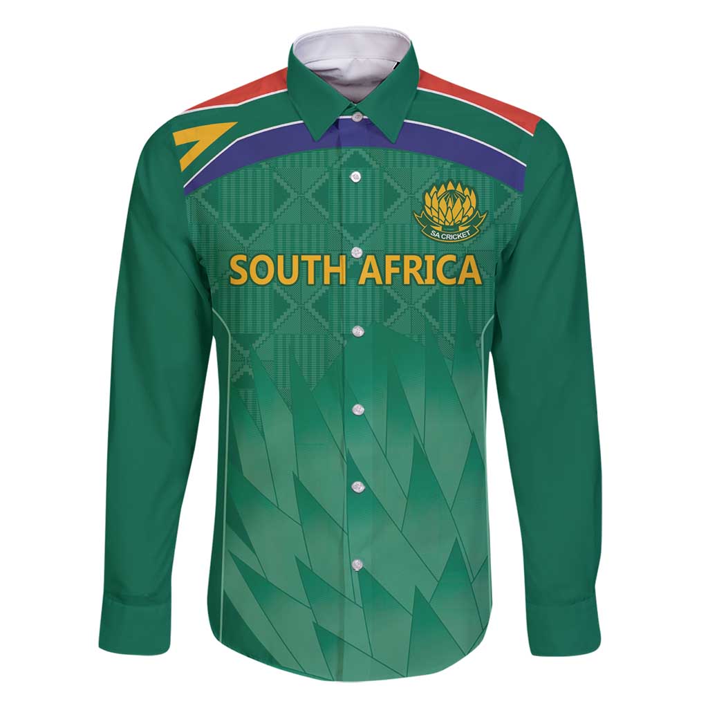 South Africa Cricket Custom Family Matching Long Sleeve Bodycon Dress and Hawaiian Shirt Proteas Green