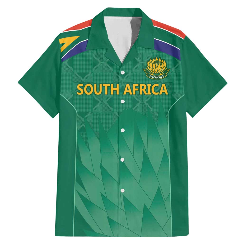 South Africa Cricket Custom Family Matching Mermaid Dress and Hawaiian Shirt Proteas Green