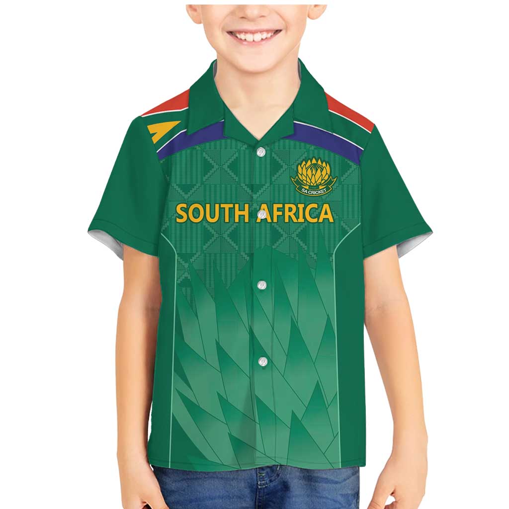 South Africa Cricket Custom Family Matching Mermaid Dress and Hawaiian Shirt Proteas Green