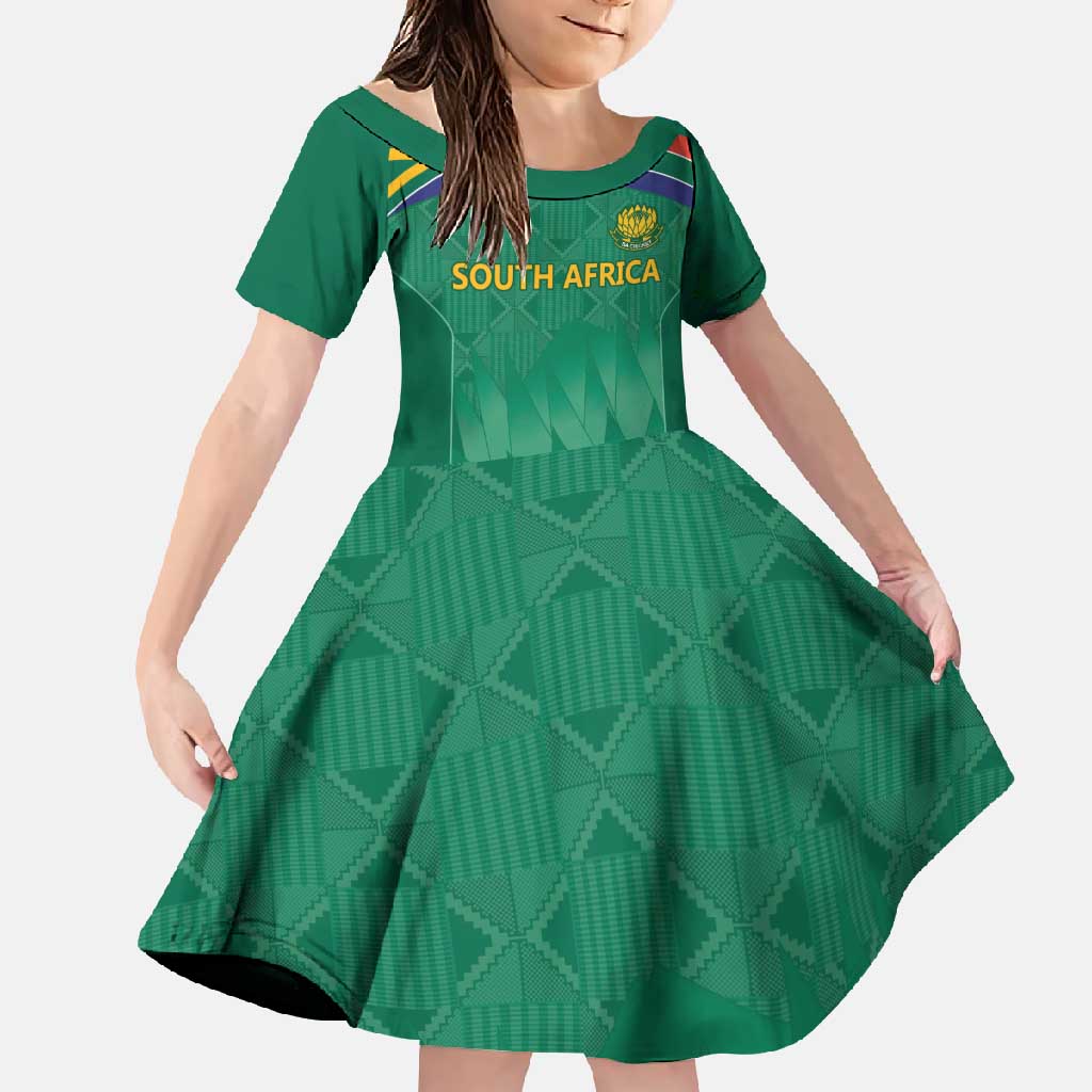 South Africa Cricket Custom Family Matching Off Shoulder Maxi Dress and Hawaiian Shirt Proteas Green