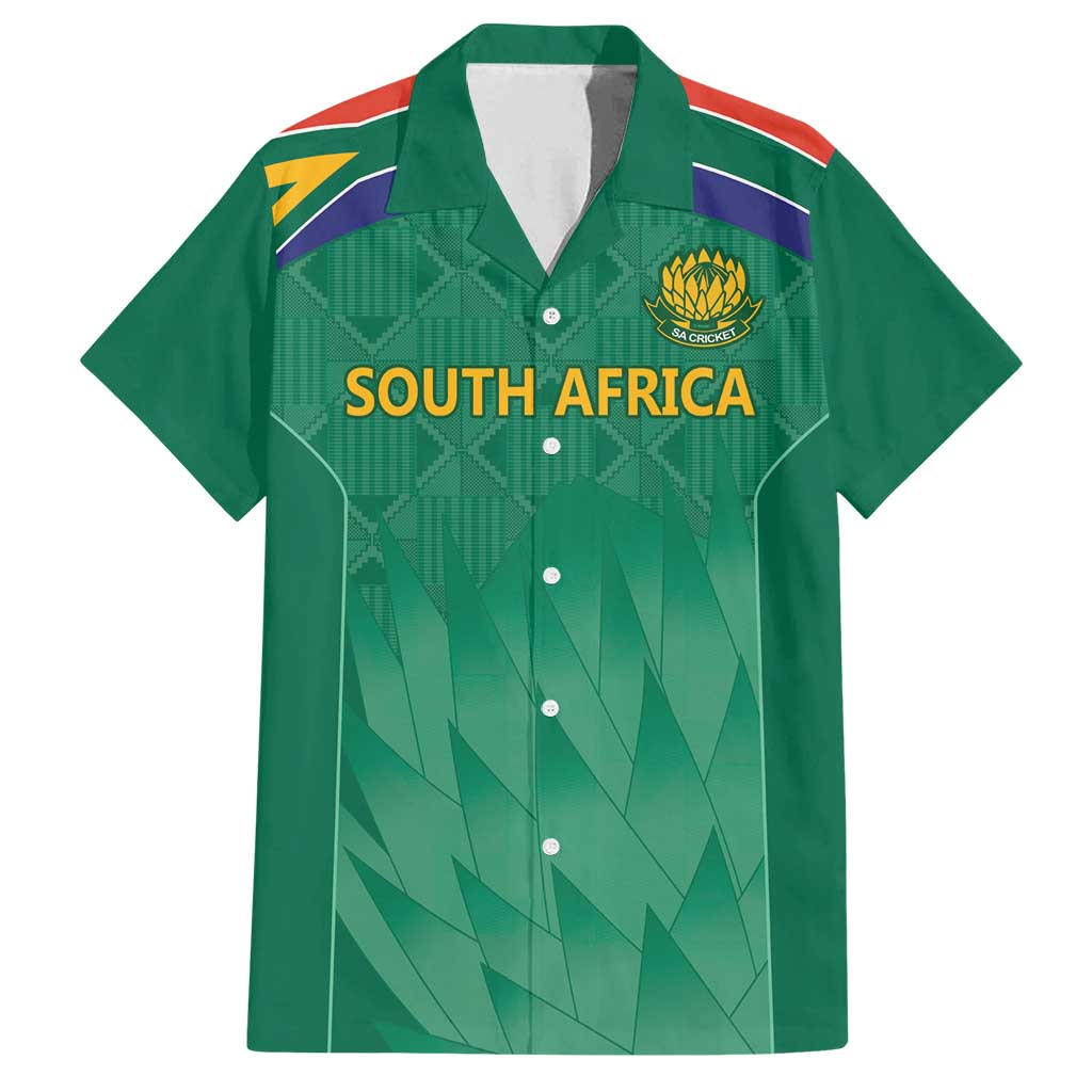 South Africa Cricket Custom Family Matching Off Shoulder Maxi Dress and Hawaiian Shirt Proteas Green