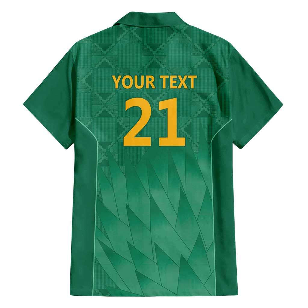 South Africa Cricket Custom Family Matching Off Shoulder Short Dress and Hawaiian Shirt Proteas Green