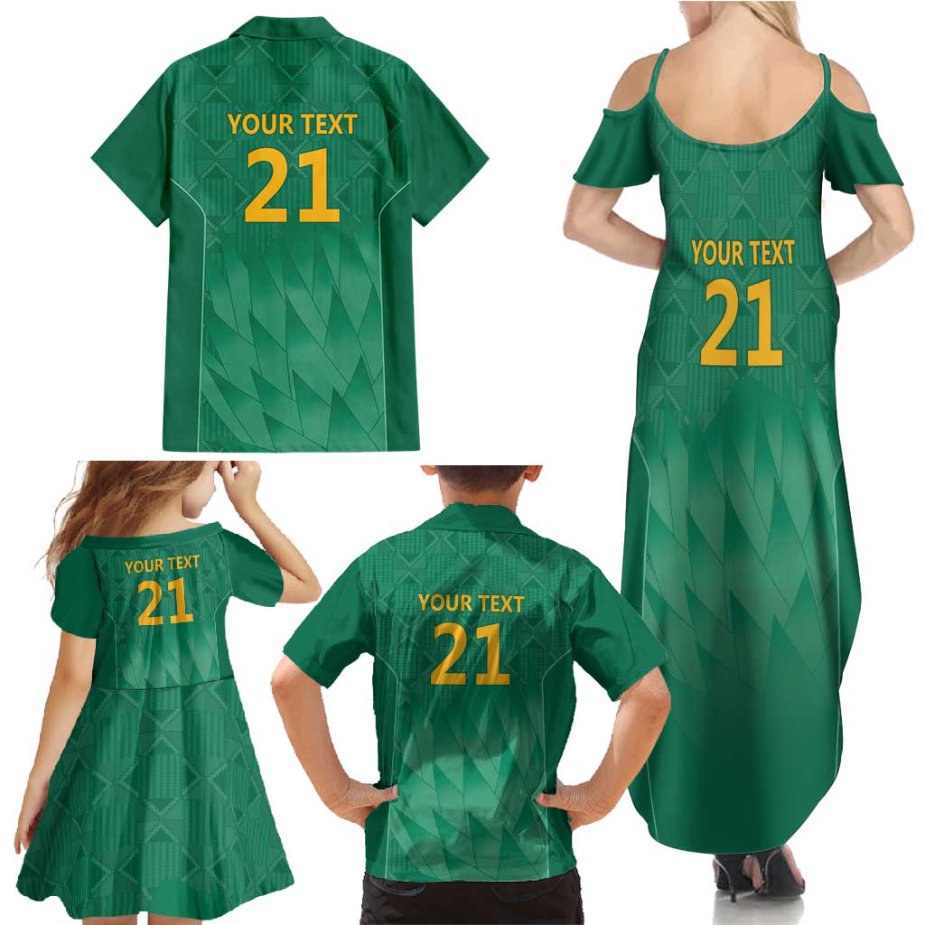 South Africa Cricket Custom Family Matching Summer Maxi Dress and Hawaiian Shirt Proteas Green