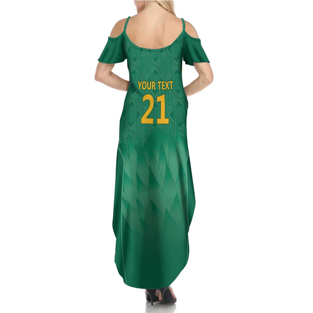 South Africa Cricket Custom Family Matching Summer Maxi Dress and Hawaiian Shirt Proteas Green