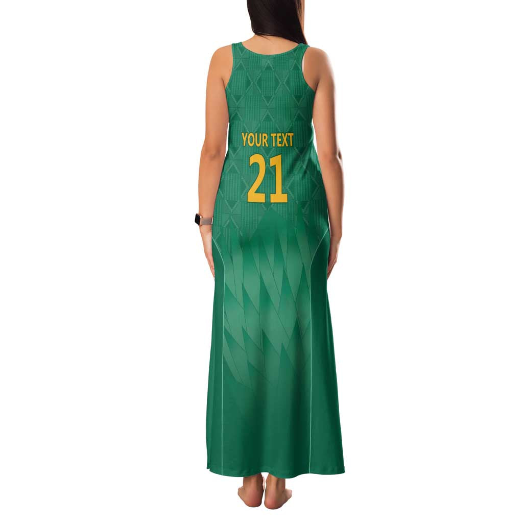 South Africa Cricket Custom Family Matching Tank Maxi Dress and Hawaiian Shirt Proteas Green