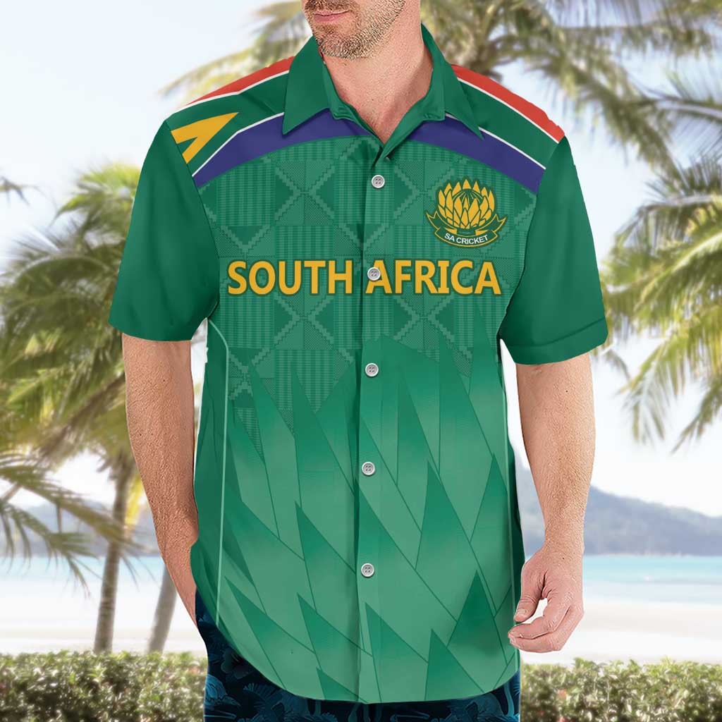 South Africa Cricket Custom Hawaiian Shirt Proteas Green - Vibe Hoodie Shop