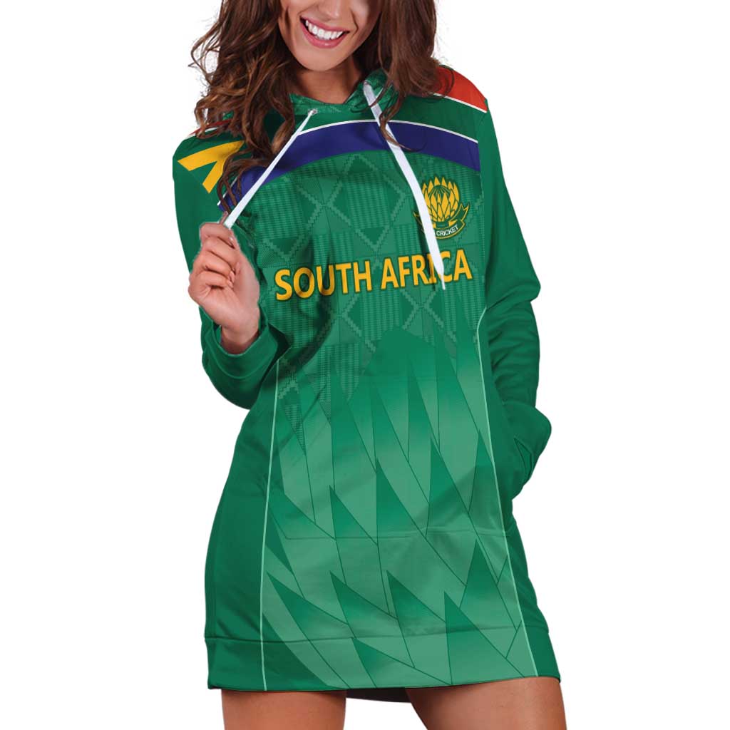 South Africa Cricket Custom Hoodie Dress Proteas Green - Vibe Hoodie Shop