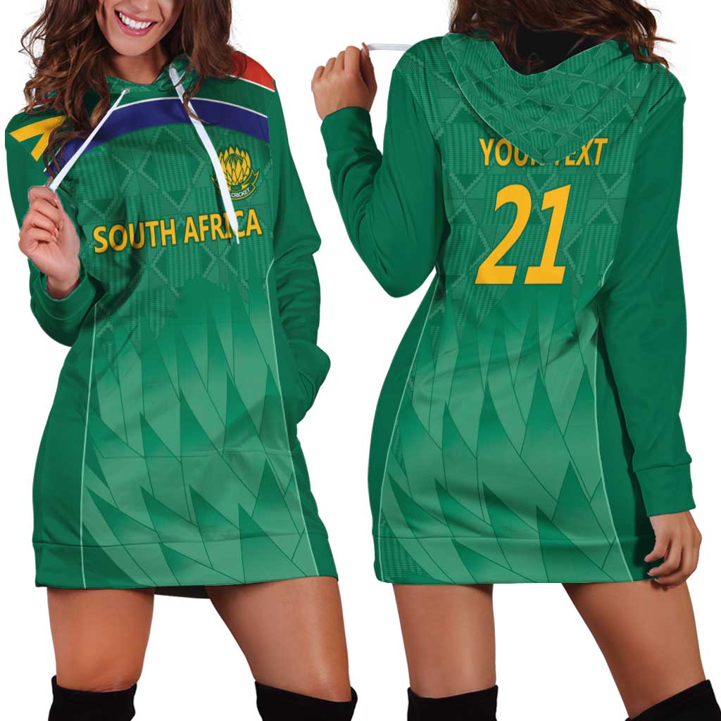 South Africa Cricket Custom Hoodie Dress Proteas Green - Vibe Hoodie Shop