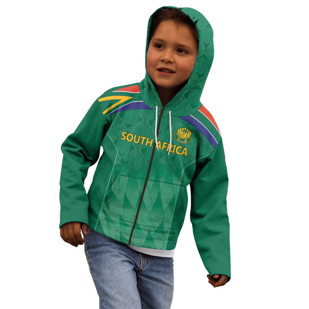 South Africa Cricket Custom Kid Hoodie Proteas Green - Vibe Hoodie Shop