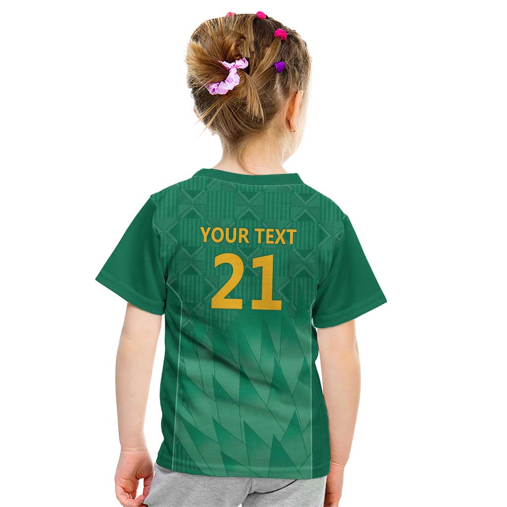 South Africa Cricket Custom Kid T Shirt Proteas Green - Vibe Hoodie Shop