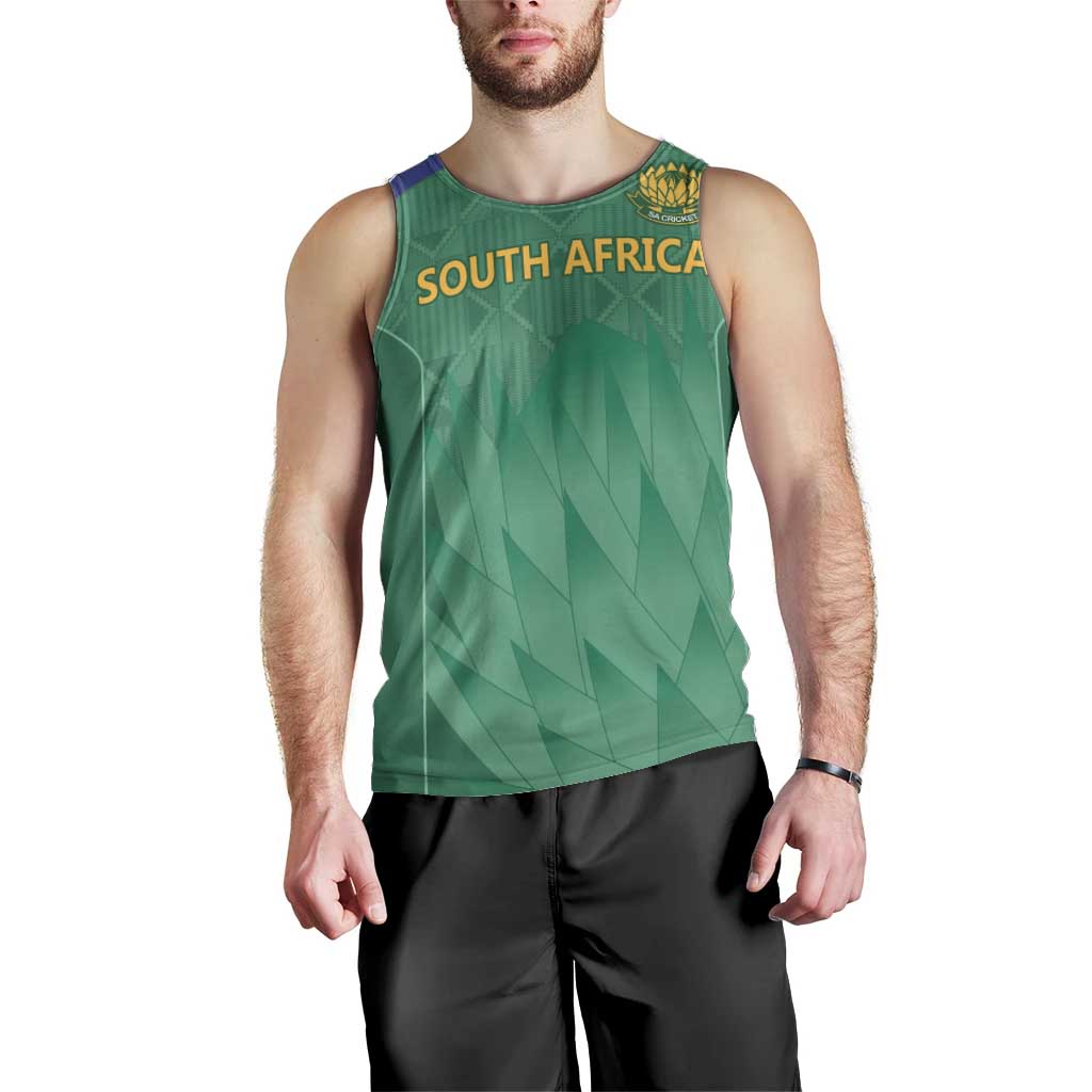 South Africa Cricket Custom Men Tank Top Proteas Green - Vibe Hoodie Shop