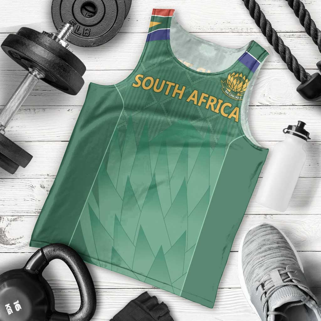 South Africa Cricket Custom Men Tank Top Proteas Green - Vibe Hoodie Shop