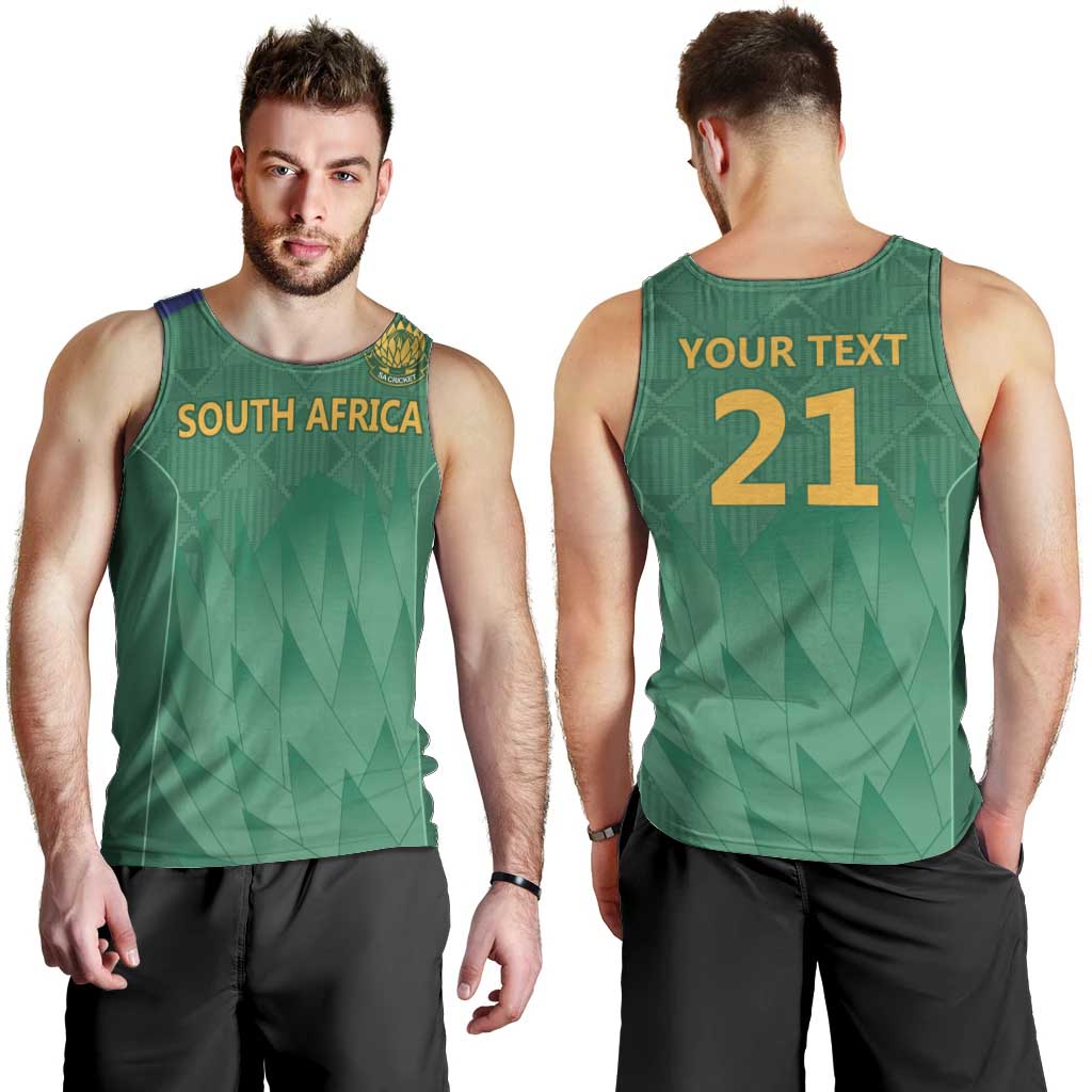 South Africa Cricket Custom Men Tank Top Proteas Green - Vibe Hoodie Shop