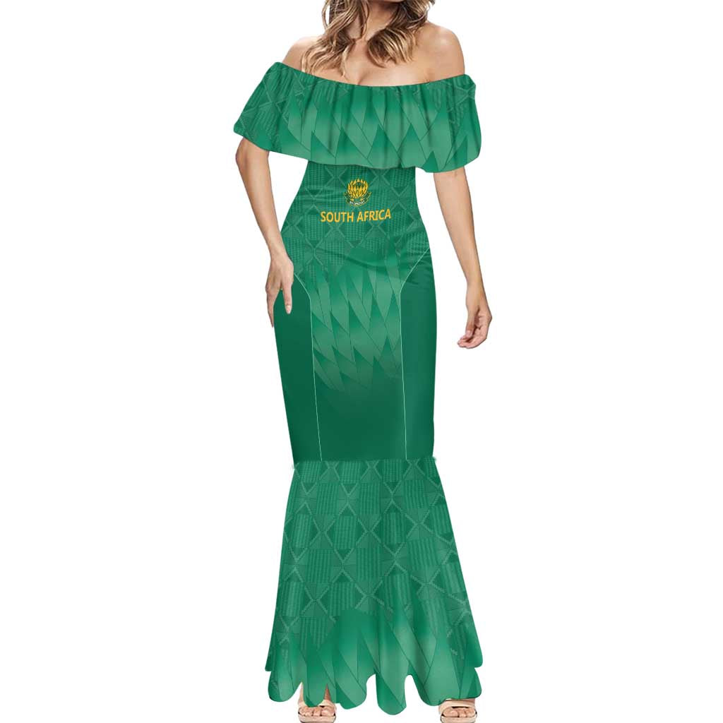 South Africa Cricket Custom Mermaid Dress Proteas Green