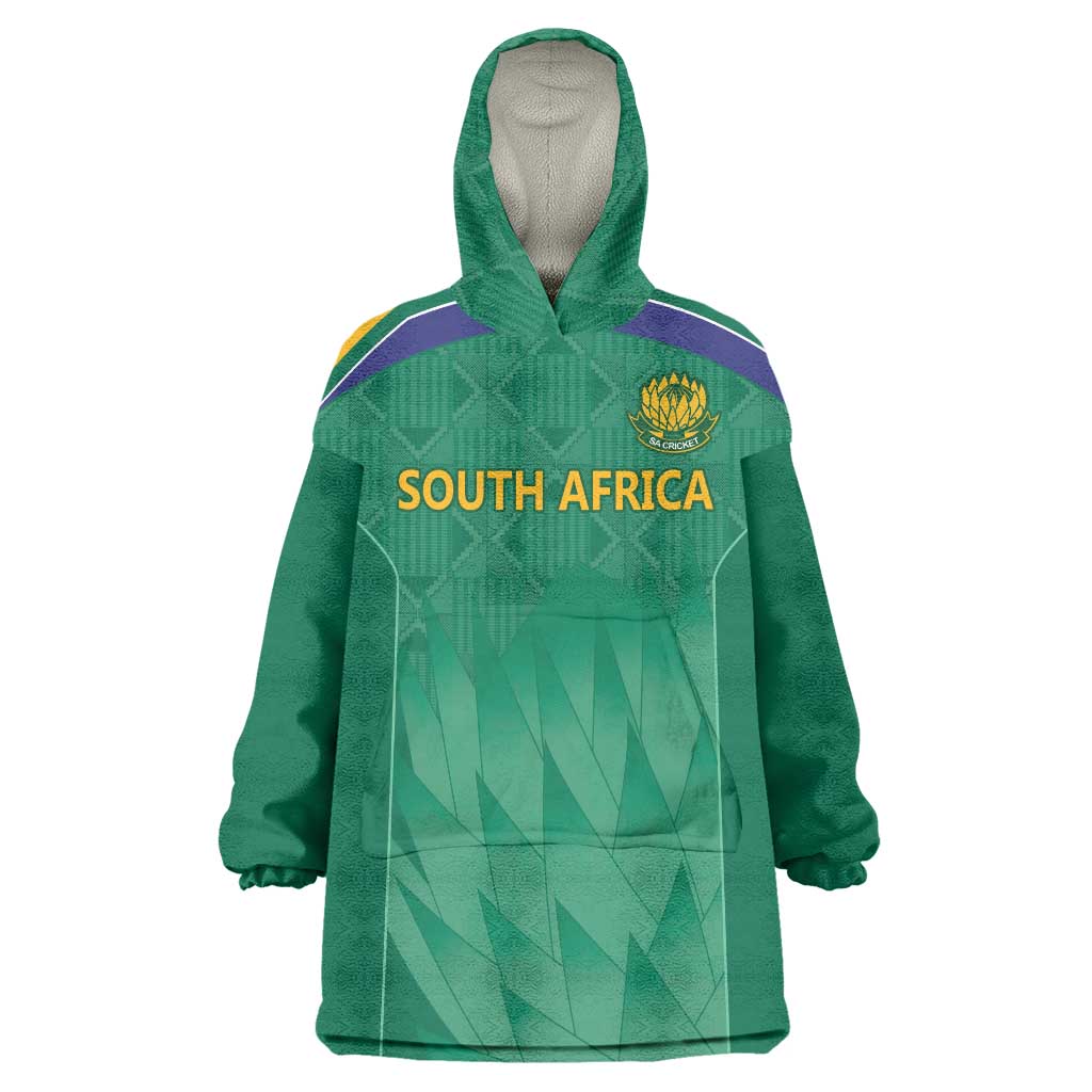 South Africa Cricket Custom Wearable Blanket Hoodie Proteas Green - Vibe Hoodie Shop